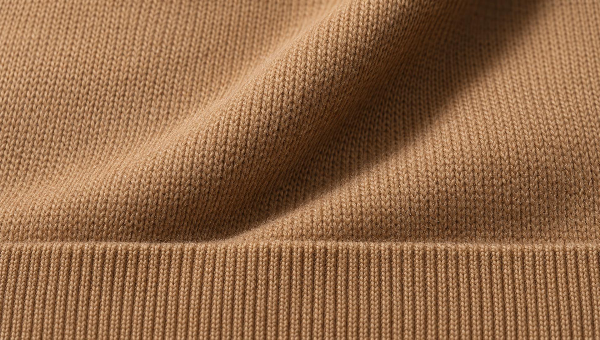 Camel merino knit in extreme close-up