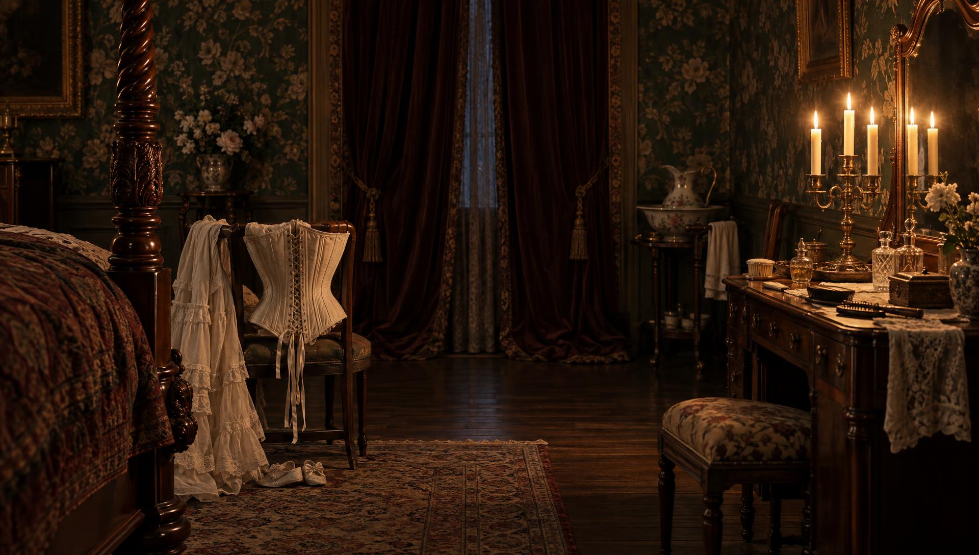 An 1898 dressing room by candlelight